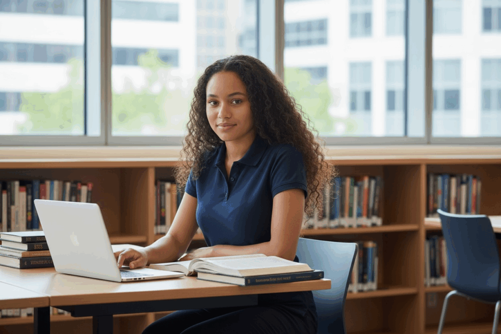 academic growth girl practicing writing during independent study time