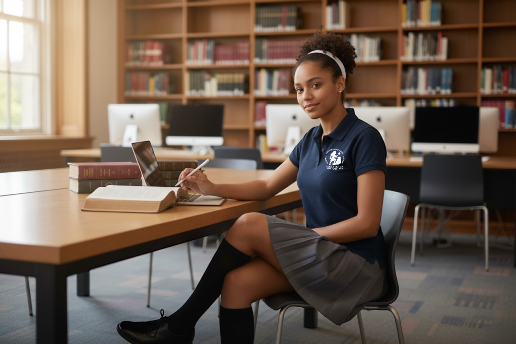 girl step up foundation logo girl on computer